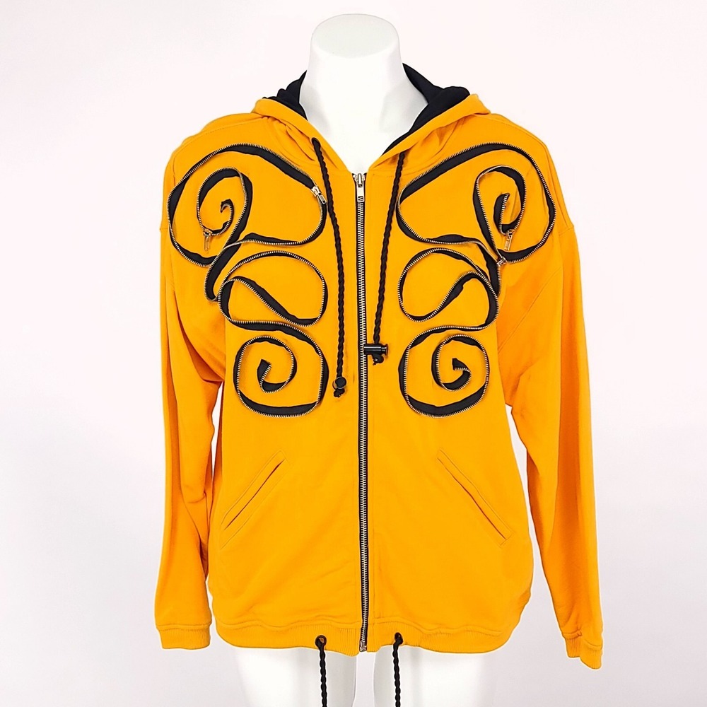 Carole Little Sport Petites Swirl Zipper‎ Butterfly Hoodie Womens Yellow M NWT